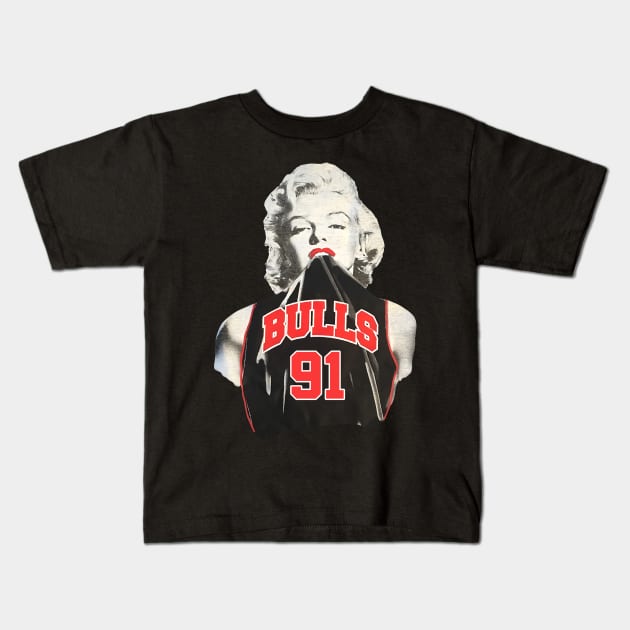 Marilyn Monroe Chicago Dennis Rodman Kids T-Shirt by botokgetuk